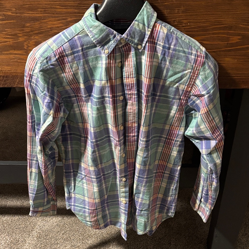 Boys Ralph Lauren Green and Blue Plaid Shirt